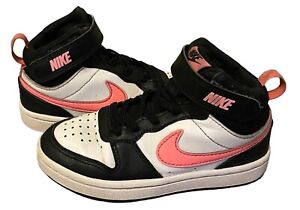 Nike Court Borough Mid 2 Toddler Sneakers CD7782-005 Black/Pink/White Size 11C