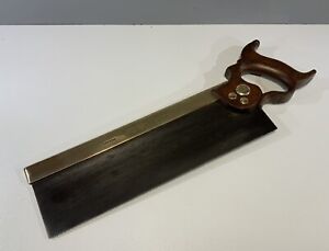 VINTAGE PARRY & SON  LONDON 14” INCH BRASS BACK TENON SAW WITH BEECH HANDLE
