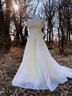 Vintage 1950s Off White Lace Wedding Gown M