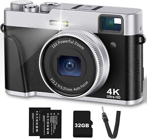 Digital Camera 48MP 60FPS 4K Video WiFi & App Control Photo 16x Zoom VLOG 32G SD