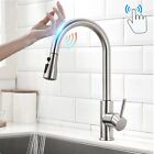 Touch Sensor Kitchen Faucet Sink Pull Down Sprayer Swivel Mixer Brushed Nickel