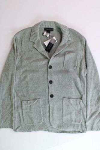 The Men's Store Bloomingdales Melange Knit Cardigan Jacket Medium Green Sweater