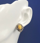 925 Sterling Silver earrings screw back Baltic Amber VTG