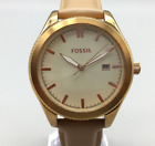 Fossil Watch Women Rose Gold 39mm Tone Leather Band BOX New Battery