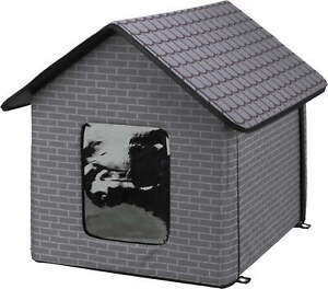 1-Story Insulated Waterproof Material Small Indoor-Outdoor Cat House with Door F