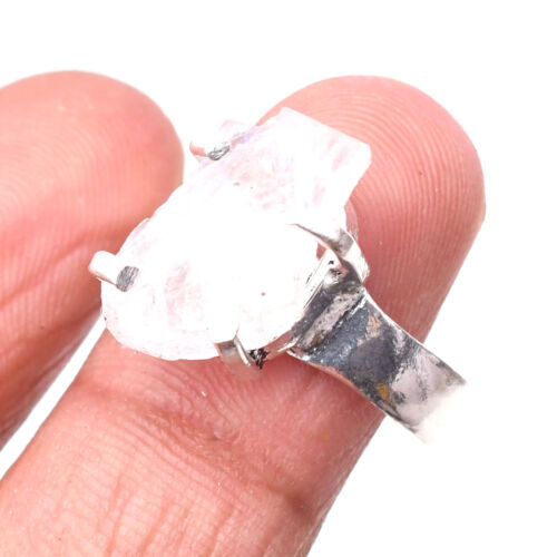 Rose Quartz Rough Gemstone 925 Sterling Silver Handmade Jewlery Ring Size 7