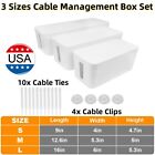 3 Set Large Cable Management Box Cable Cord Organizer Hider for Computer TV Home