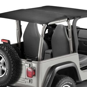 For Jeep Wrangler 97-02 Bestop Header Bikini Safari Style Black Denim Soft Top (For: 1997 Jeep Wrangler)