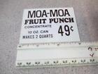 Baskin Robbins ice cream 1970s plastic card sign MOA MOA fruit punch drink soda