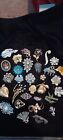 Vintage Lot Of 29 Rhinestones Brooches Signed/unsigned