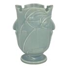 New ListingRoseville Teasel Blue 1936 Vintage Art Deco Pottery Floral Ceramic Vase 881-6