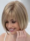 Short Straight Highlight Blonde Bob Synthetic Wigs With Bangs For Lady Daily Use
