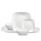 Corelle Classic, Pure White Square 12 pcs Dinnerware Dinner Set, Service for 4