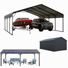 Carport with Galvanized Steel Roof Sturdy Metal Carport for Cars, Boats 5 Size
