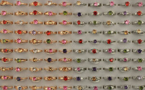 35pcs Wholesale Lots Wedding Engagement Jewelry Mixed Cubic Zirconia Lady Rings
