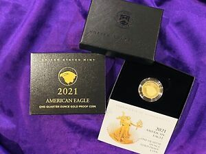 2021-W American Eagle 1/4 Quarter Oz Gold Proof Coin $10 Box/COA 21EDN Type-2