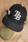 New Era Tampa Bay Rays Adult Fitted Hat Cap Size 7 3/4 Black 59Fifty Wool MLB