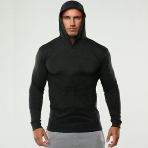 Men Gym Thin Hoodies Long Sleeve Hoodie Sweatshirt Casual T-Shirt