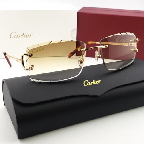 New ListingCartier Sunglasses Glasses Diamond Cut Lens Custom Gold Frame BIGC Decor Vintage