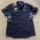 Red Bull Team Shirt Men's XL Puma Formula One Racing  Night Sky Short Button Up