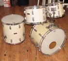 Vintage 1970's Pearl 4 piece All FIBERGLASS Drum Set WMP White Marine Pearl Kit