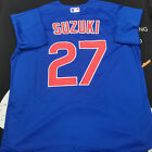 Chicago Cubs #27 Seiya Suzuki Royal Cool Base Jersey.