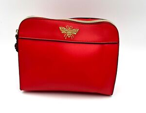 New!  Estee Lauder Faux Leather  Makeup Bag  with Zipper ~ Red