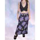 Navy w/ Purple Y2k 90s Whimsy Floral Flower Long Maxi Skirt