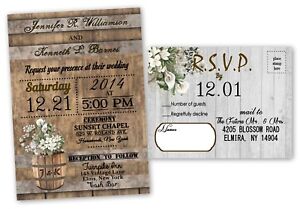 Personalized Barn Wedding Invitations Farm Set of 50 with RSVP Card