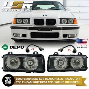 DEPO Euro GLASS Ellipsoid Projector Hella Style Headlamp For BMW E36 3 Series (For: BMW)