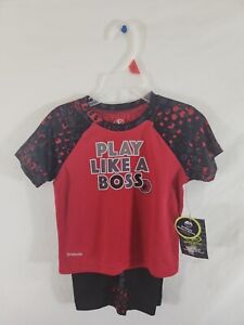 Toddler Boy's Red Black Short Set Athletic Works Size 2T 12M 4T NEW With Tag