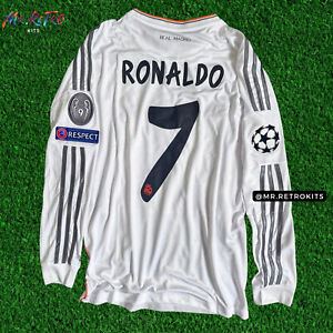 Ronaldo #7 Real Madrid 2014/15 Long Sleeve UCL Final 2014 Home Retro Jersey xL