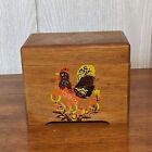 VTG Recipe Card Holder Wooden Box Rooster EUC 1968 Made in Japan