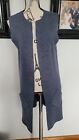 Cocogio Made In Italy Dark Blue Long Wool Waistcoat Cardigan Cardy Size 10