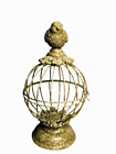 Wire Bird Cage w/Bird on top Clasp Closure Opens by Hinge