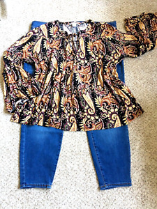 Woman plus clothing lot 2,  size 2X top, 18W short jeans.
