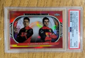New Listing2022 Topps Chrome F1 Charles Leclerc Carlos Sainz Constructor Coalition Red PSA9