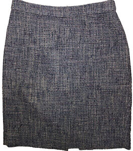 J. CREW The Pencil Skirt Blue Purple White Wool Blend Tweed Boucle 4