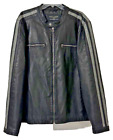 Wilson’s Leather Wilsons Cycle Faux Leather Moto Jacket Men's Black Stripe XXL