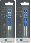 4 - Genuine PARKER QUINK GEL Ballpoint Pen Refills - BLUE .7mm - 2 Sealed Packs