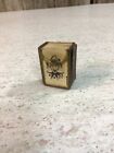 Miniature antique deck playing cards brass leather holder