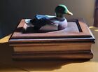 Vintage Wood Playing Card Holder Box Ceramic Mallard Duck By Albert Price