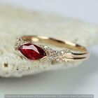 2Ct Marquise Lab-Created Red Ruby Women's Engagement Ring 14k Yellow Gold Plated