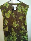 Sag Harbor Stretch Dress Size 18 Sleeveless Brown Green Floral Tie Back Comfort