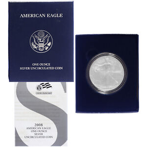 2008 W Burnished American Silver Eagle OGP 1 Oz Silver