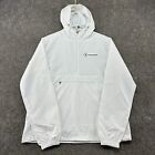 Windbreaker Jacket Mens Small White Anorak Hooded Polyester Golf Tennis Packable