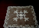 Antique Table Doily tambour net lace embroidered scrolls appliqued, and openwork