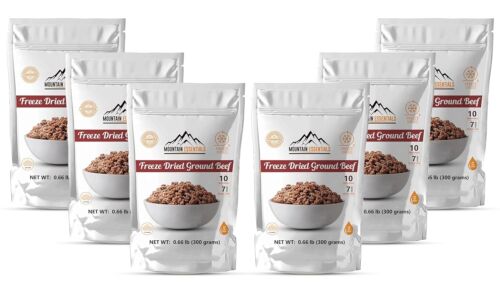 MOUNTAIN ESSENTIALS Freeze Dried Ground Beef Fully Cooked Ready to Eat 6 Pack✅