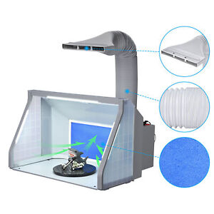 Portable Airbrush Paint Spray Booth Kit w/ 3 LED Lights Dual Fans Exhaust Filter
