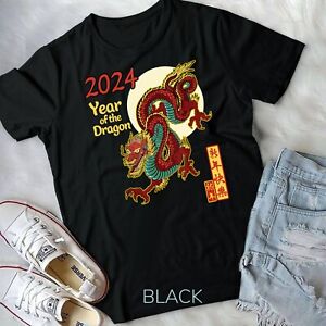 Chinese Calendar Dragon Year Happy New Year 2024 Colorful T-Shirt Unisex T-shirt